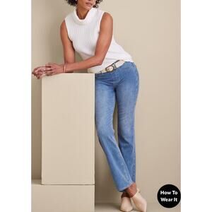 Soft Surroundings Ultimate Denim Pull On Bootcut Jeans in Light Rain Wash XL